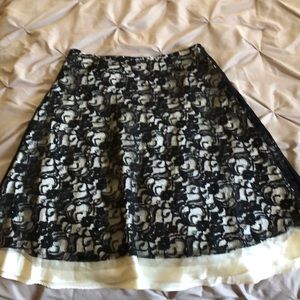 WHBM black and cream lace skirt.